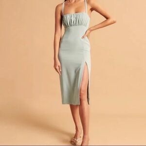 Abercrombie & Fitch NWT Ruched Midi Dress with Laceup Back